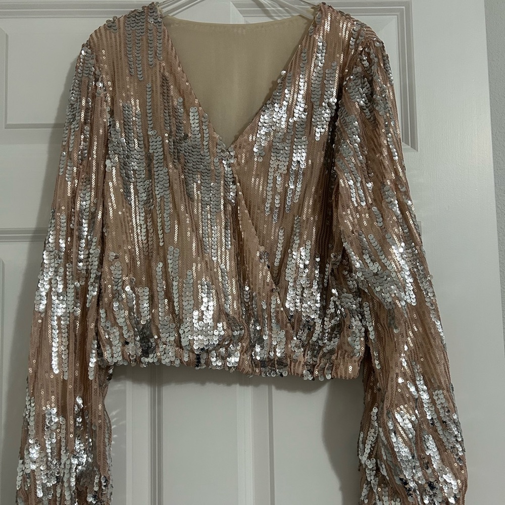 Sequin wrap top purchase tags attached